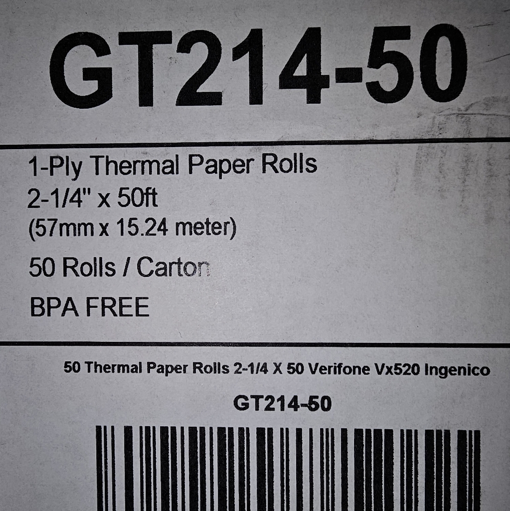 Thermal Paper Rolls - White - Compatible with Verifone & Ingenico